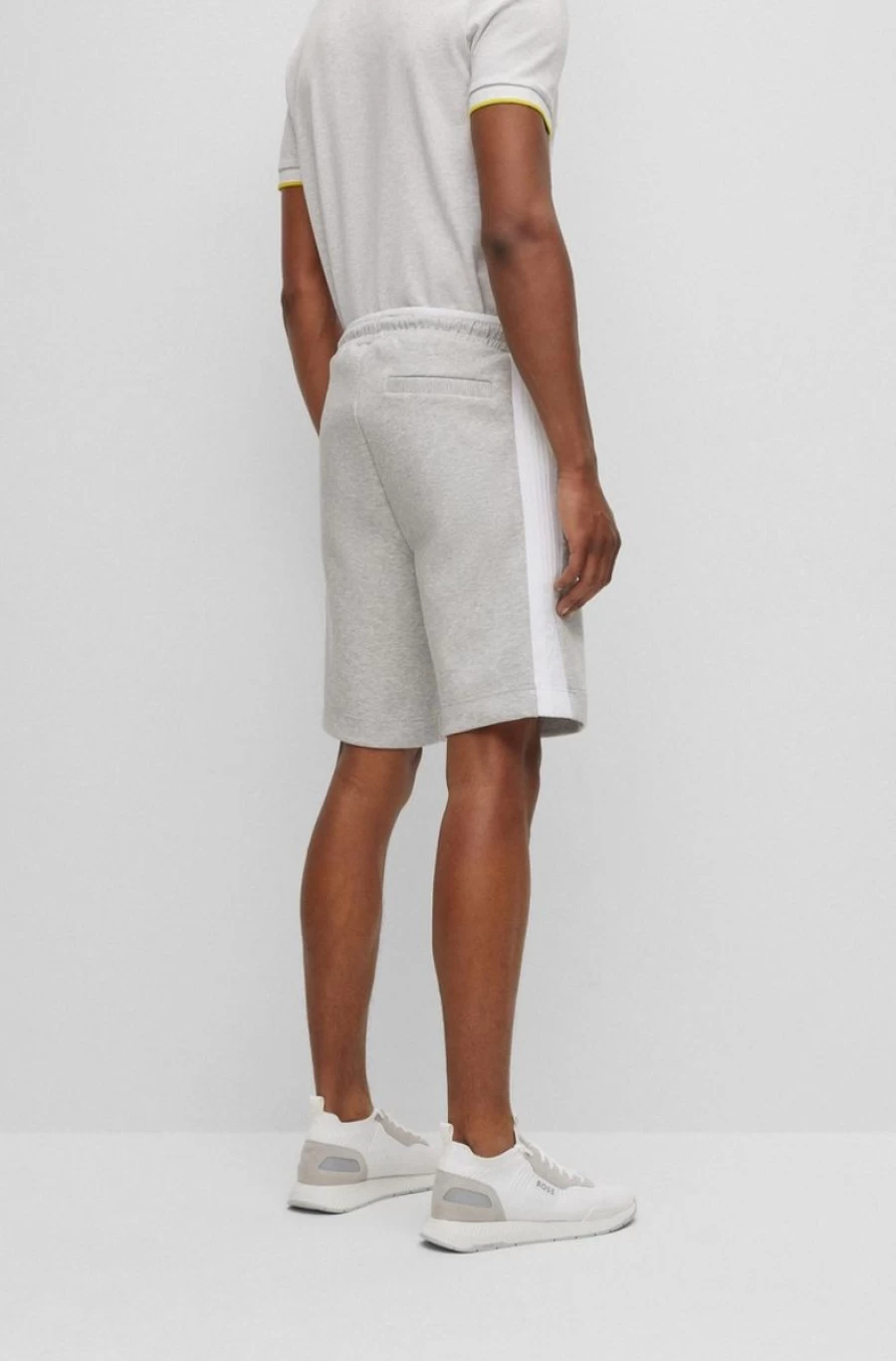 HUGO BOSS Men's Stretch Cotton Blend Shorts with Embroidered Logo Tape
