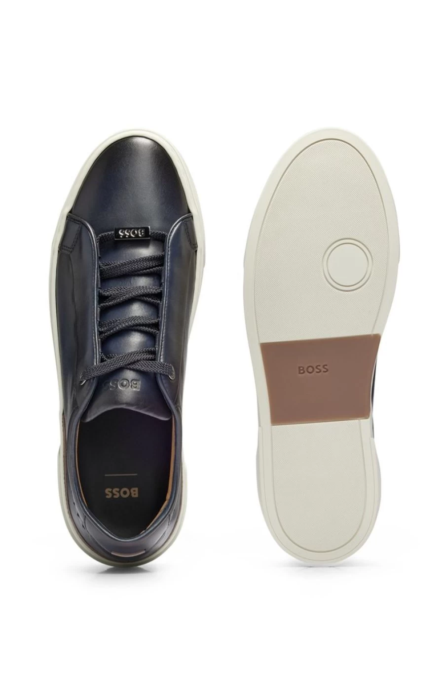 "HUGO BOSS Men's Leather Logo Trainers – Premium Branded Sneakers"