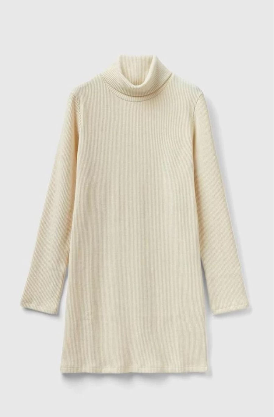 Benetton Girls Ribbed Knit Turtle Neck Long Sleeve Dress