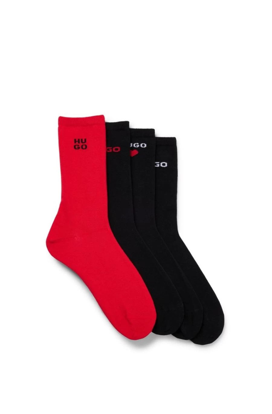 "HUGO BOSS Women's Logo Detail Socks Four-Pack Regular Length"