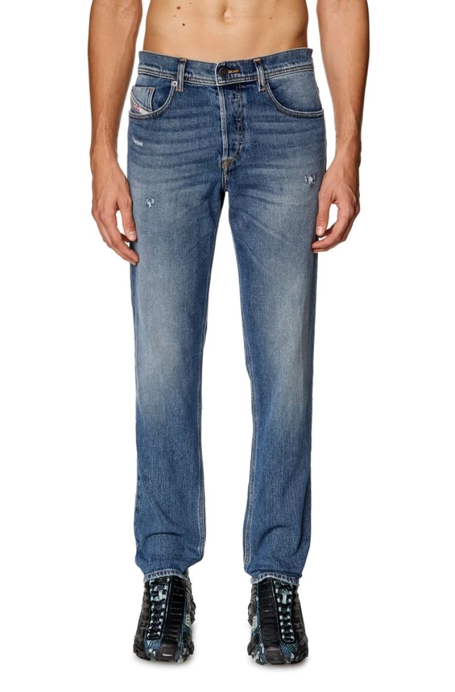 DIESEL Men's Medium Blue Tapered Jeans | 2023 D-Finitive 09I16 Slim Fit Denim