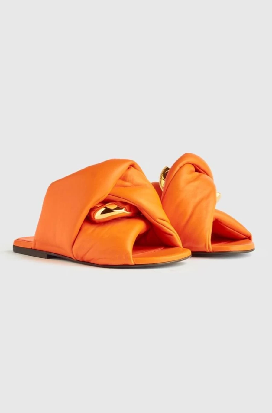 JW ANDERSON Women's Orange Leather Chain Twist Flats - Stylish Comfortable Ballet Shoes