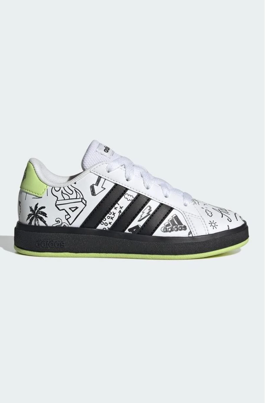 Adidas Grand Court 2.0 Kids Shoes for Boys - White/Black Sneakers