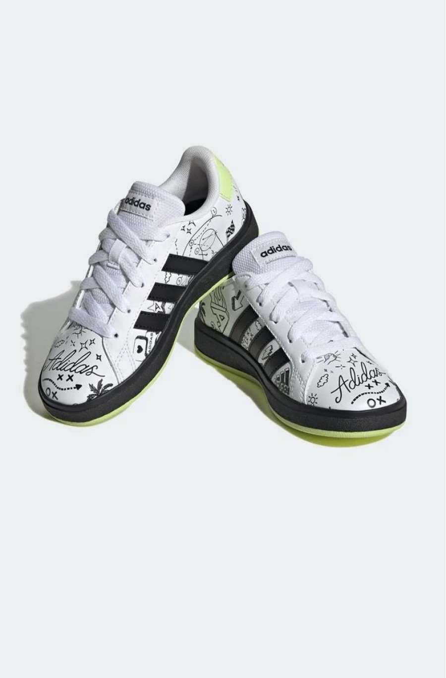 Adidas Grand Court 2.0 Kids Shoes for Boys - White/Black Sneakers