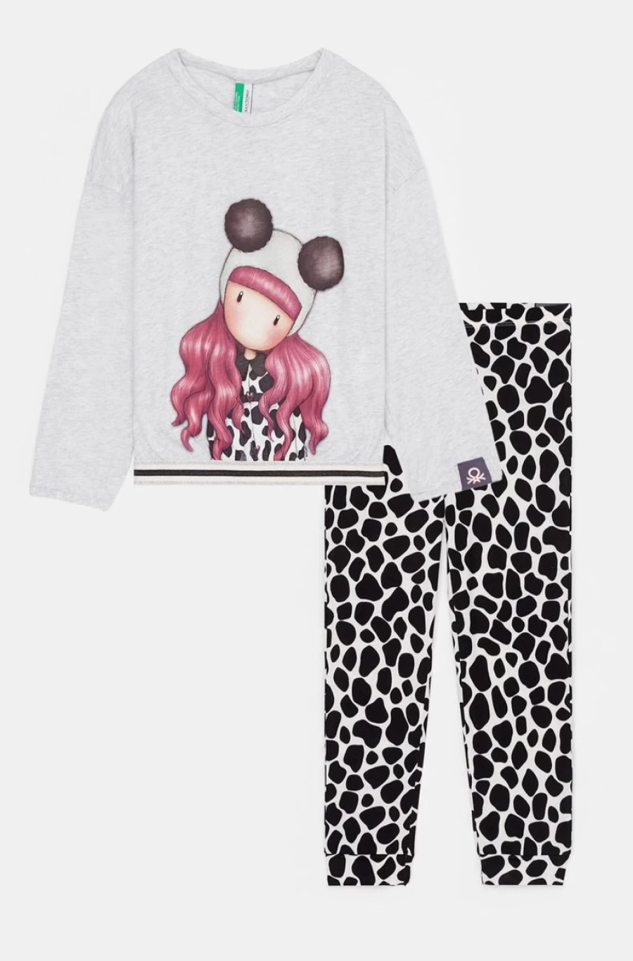 Benetton Girls' Long Pyjamas with Gorjuss Print - Comfortable Sleepwear for Kids