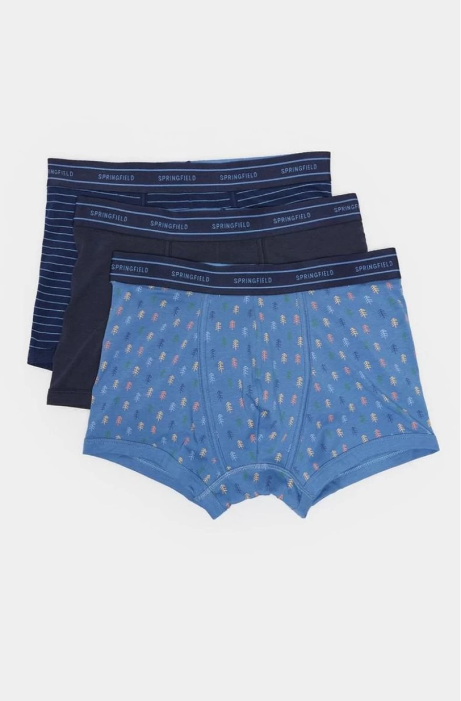 "SPRINGFIELD Men's 3-Pack Printed Cotton Boxer Briefs - Soft & Comfortable Underwear"