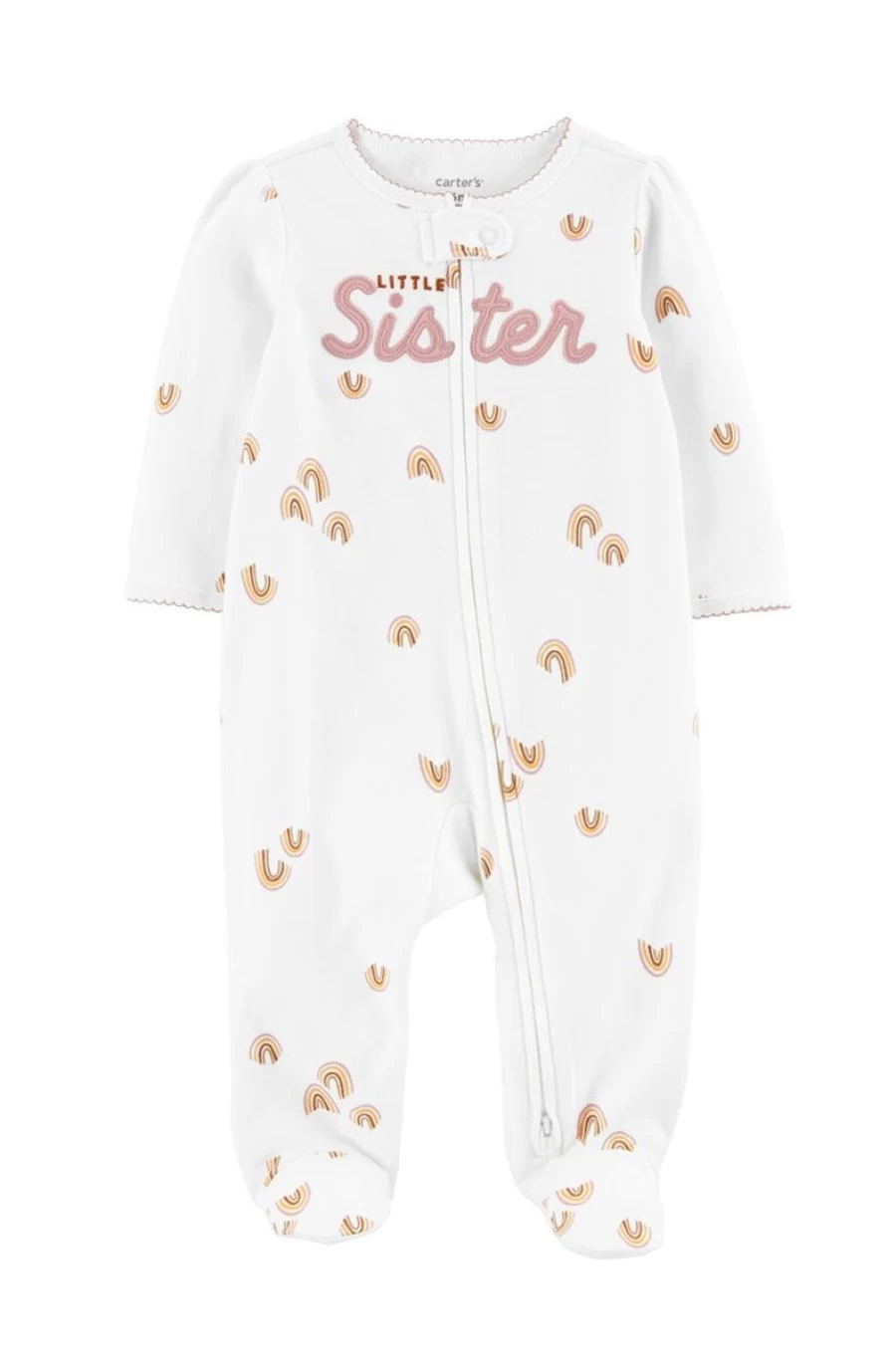 CARTER'S Girls' 2-Way Zip Cotton Sleep & Play Pajama Set - Multi Color Little Sister Design