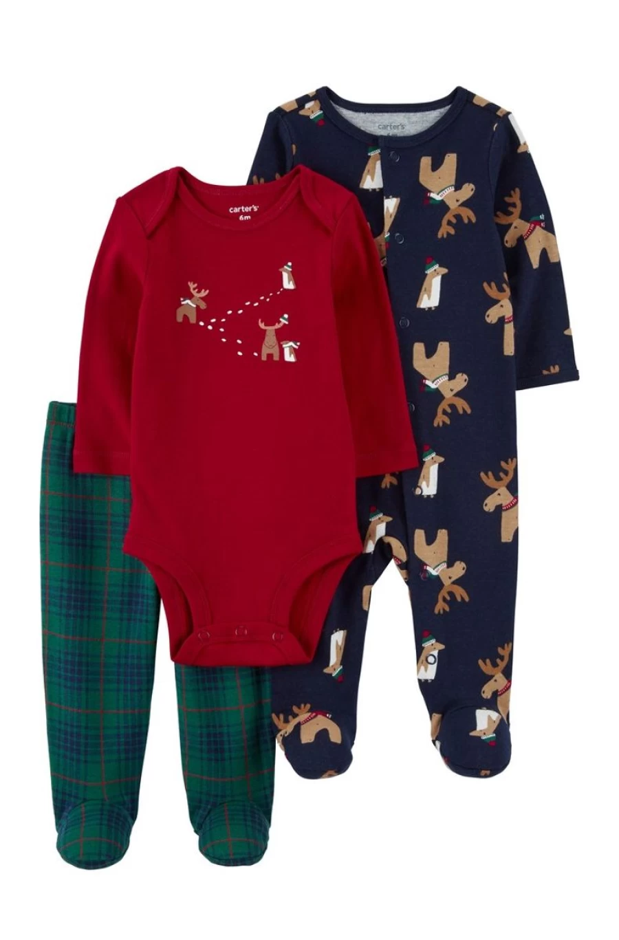CARTER'S Boys 3-Piece Christmas Outfit Set - Festive Holiday Pajamas & Accessories