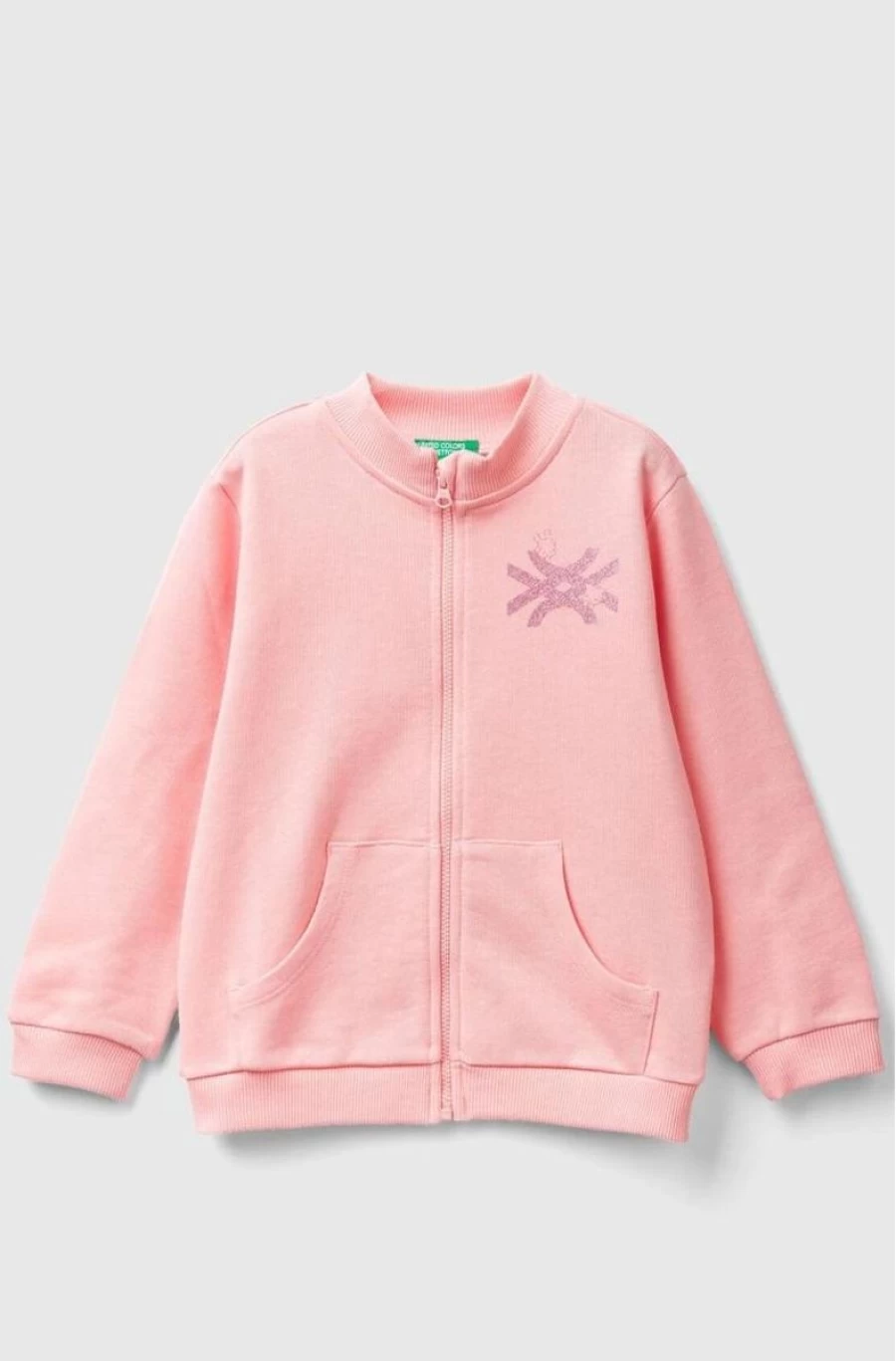 Benetton Girls' Organic Cotton Zip-Up Sweatshirt | Eco-Friendly Kids Hoodie