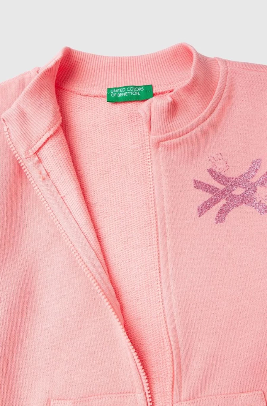 Benetton Girls' Organic Cotton Zip-Up Sweatshirt | Eco-Friendly Kids Hoodie