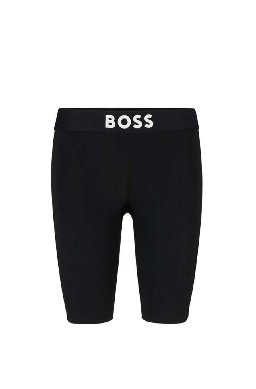 "HUGO BOSS Women's Black Cycling Shorts with Logo Waistband for Comfort & Style"