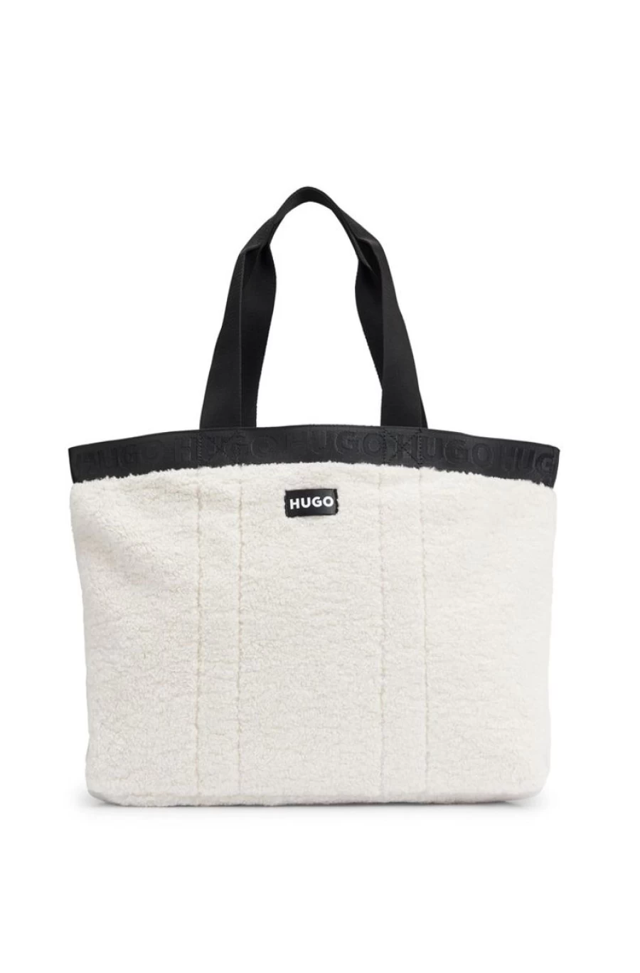 "HUGO BOSS Women's Faux-Shearling Logo Tote Bag - Stylish Designer Handbag"