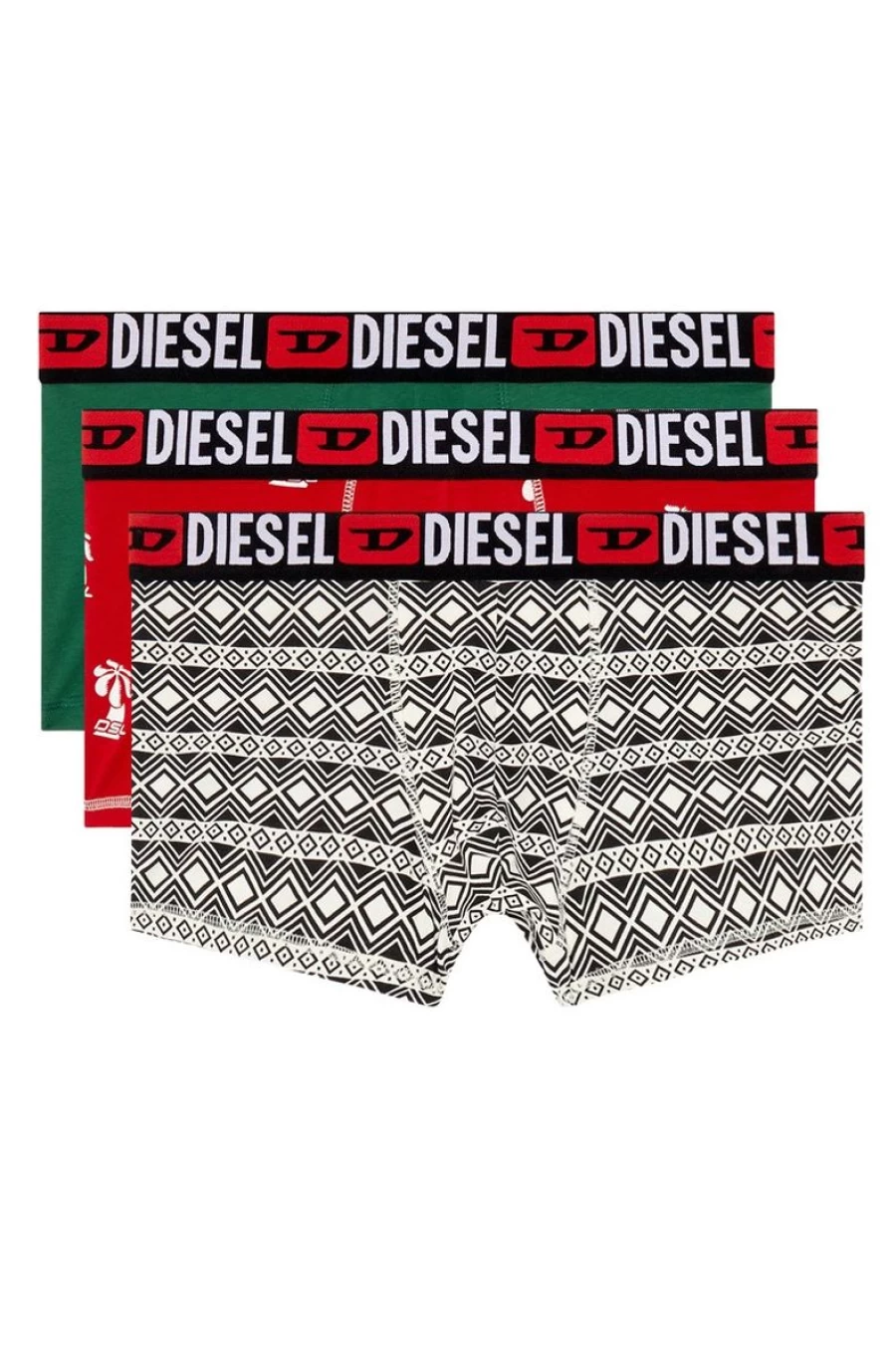 DIESEL Men's 3-Pack Logo Elastic Waistband Boxer Briefs - Comfortable Cotton Underwear