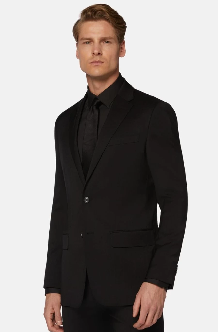 BOGGI MILANO Men's Black Stretch Wool Knit Jacket - Premium Slim Fit Blazer