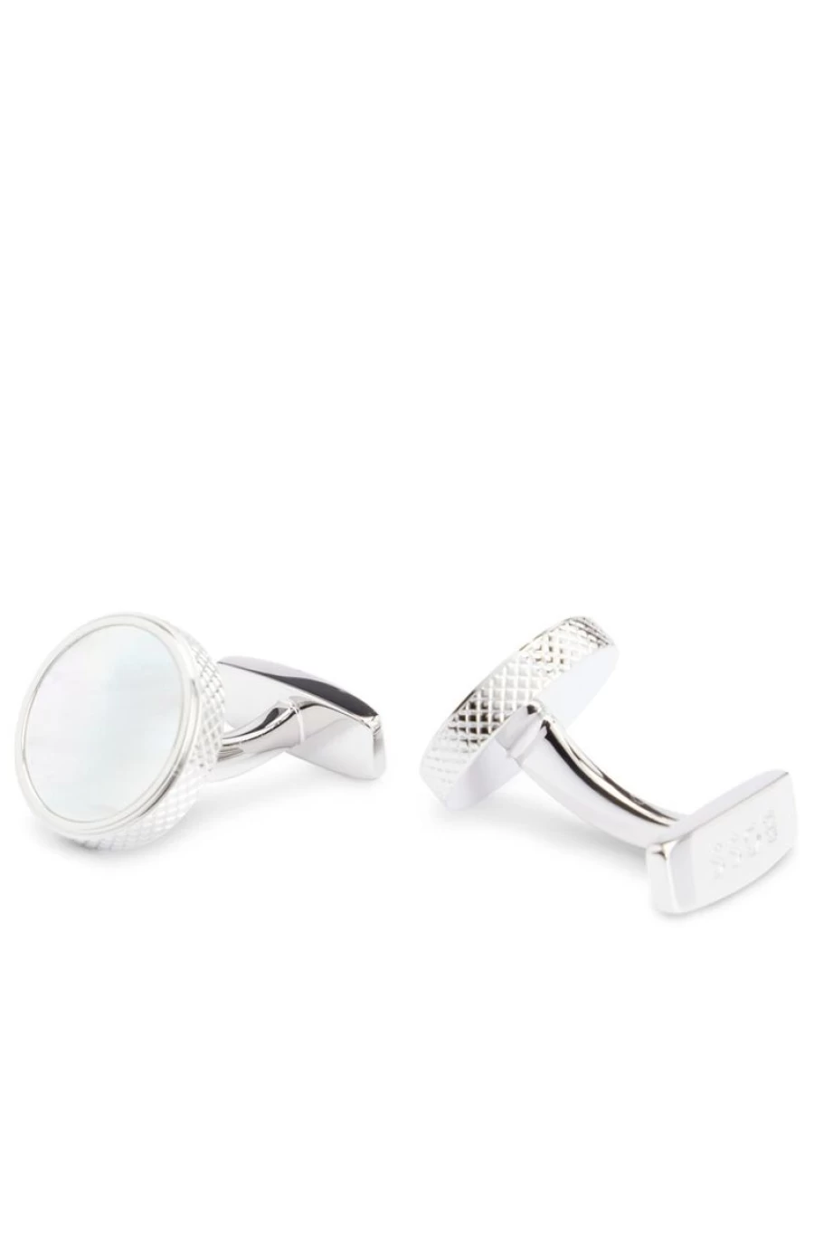 HUGO BOSS Men's Round Mother-of-Pearl Cufflinks - Elegant Dress Accessories