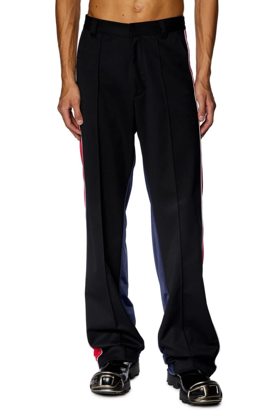 DIESEL Men's Hybrid Pants in Black - Cool Wool & Tech Jersey Blend