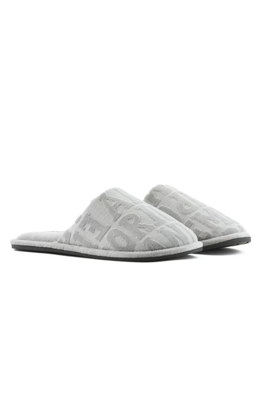 EMPORIO ARMANI Men's Stone All-Over Logo Slippers for Comfort and Style