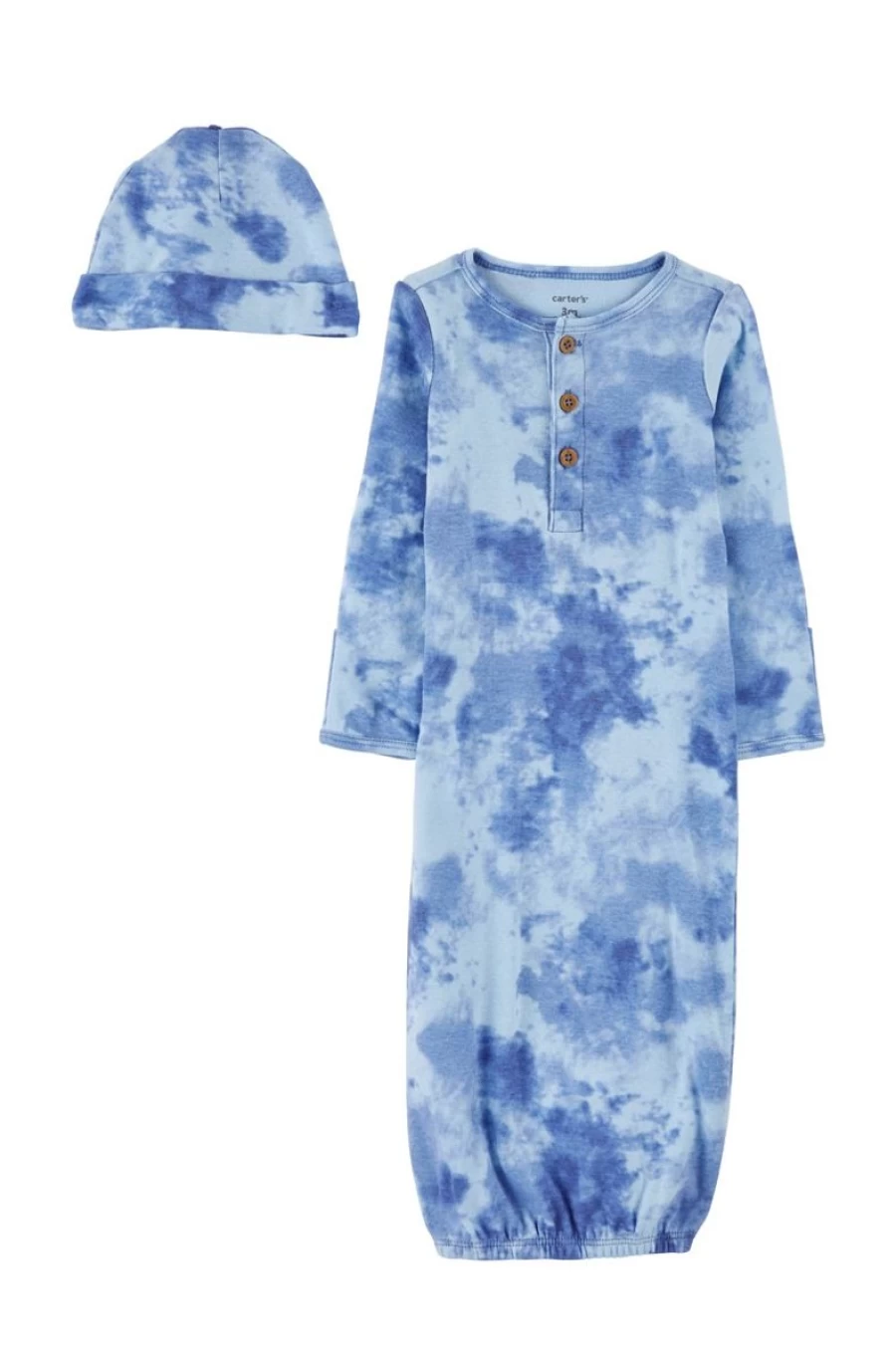 CARTER'S Boys Tie-Dye 2-Piece Sleeper Gown and Hat Set - Soft Baby Pajamas