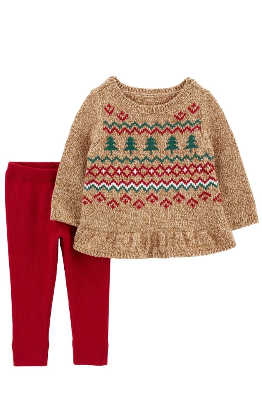 CARTER'S Girls' 2-Piece Button-Front Cardigan & Pant Set - Baby Outfit