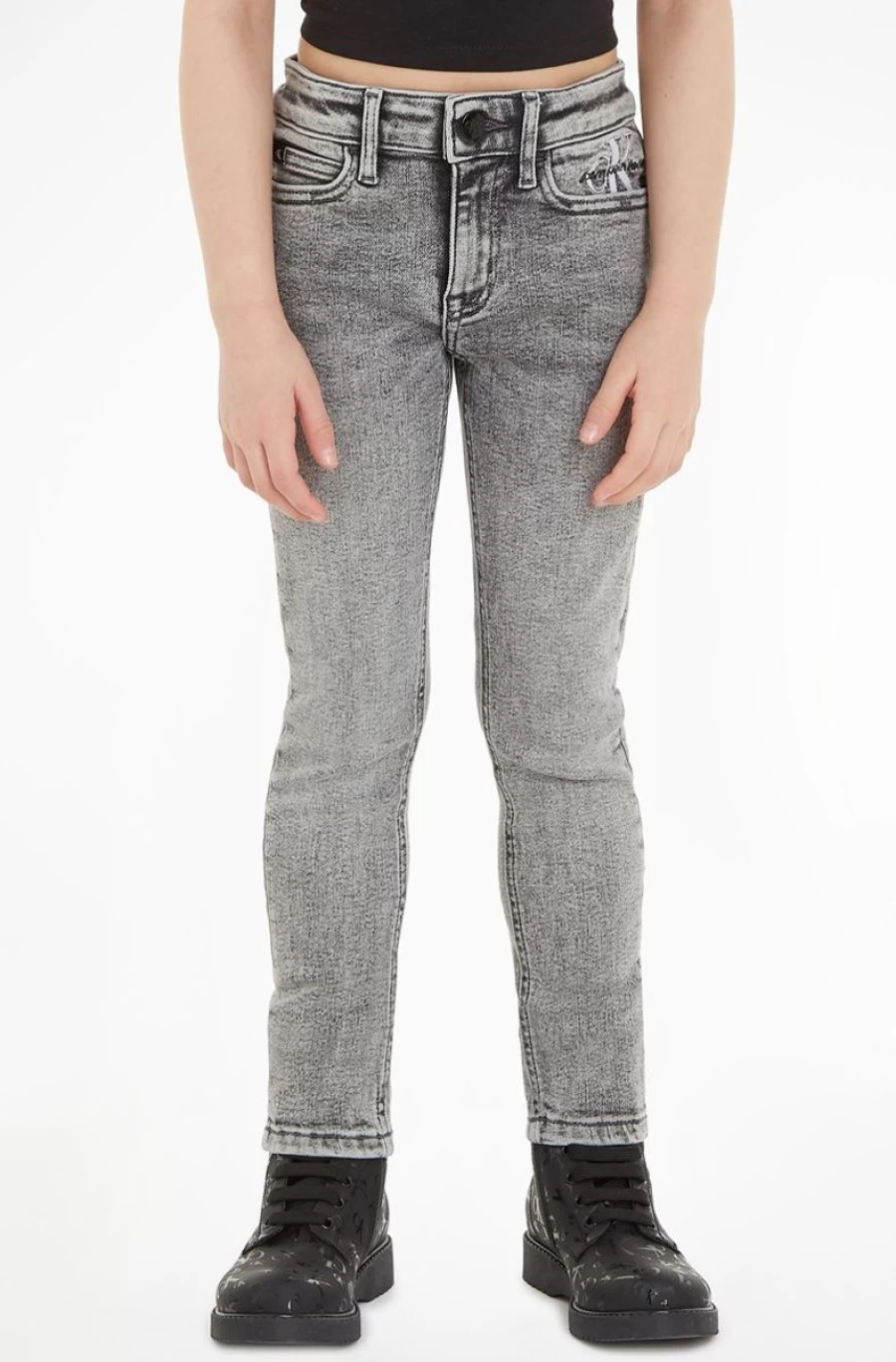 CALVIN KLEIN Girls' Mid Rise Skinny Jeans for Teens - Stretch Denim Pants Slim Fit
