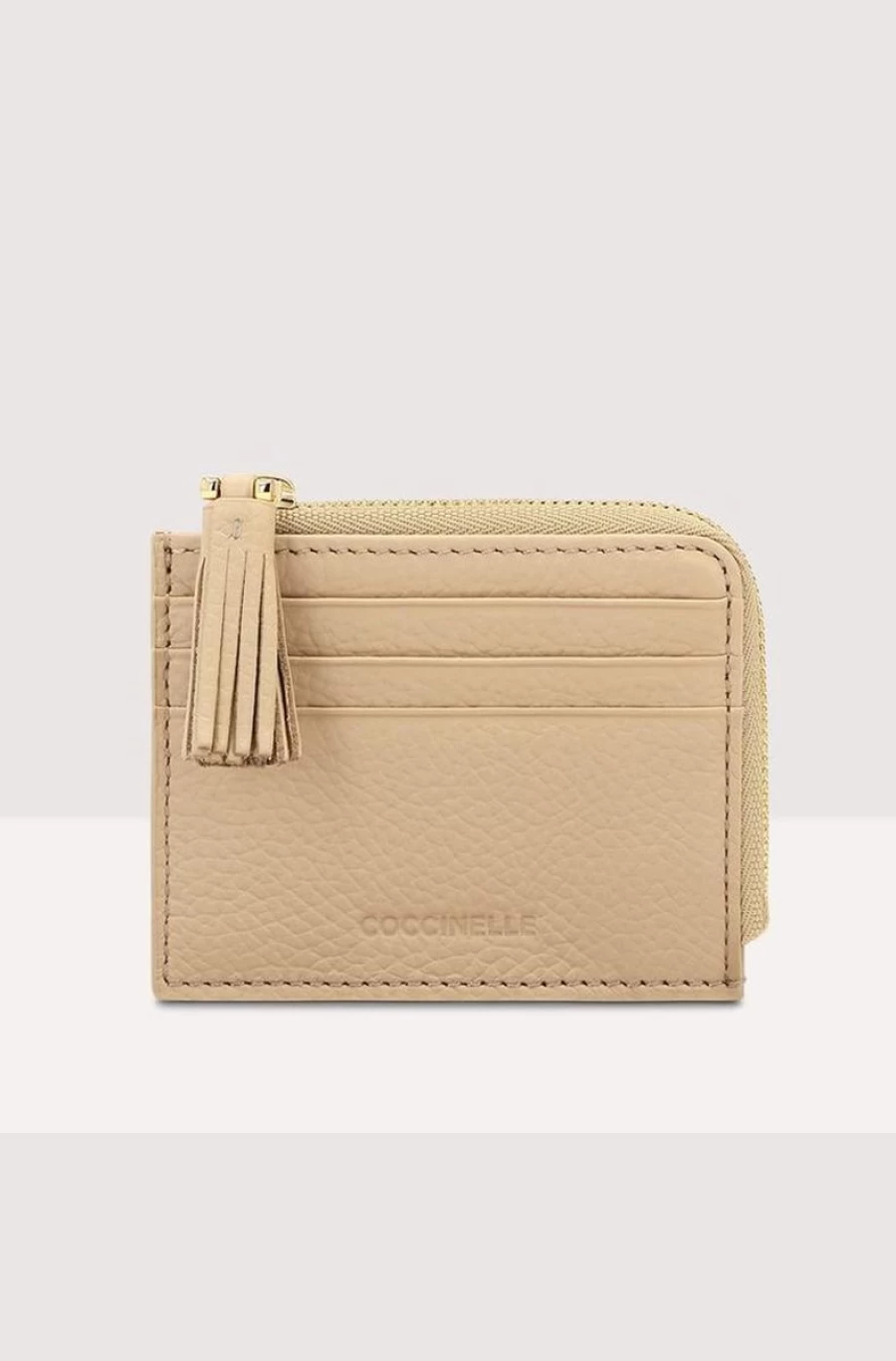 COCCINELLE Women's Leather Tassel Card Holder Wallet - Stylish RFID Blocking ID Credit Card Case